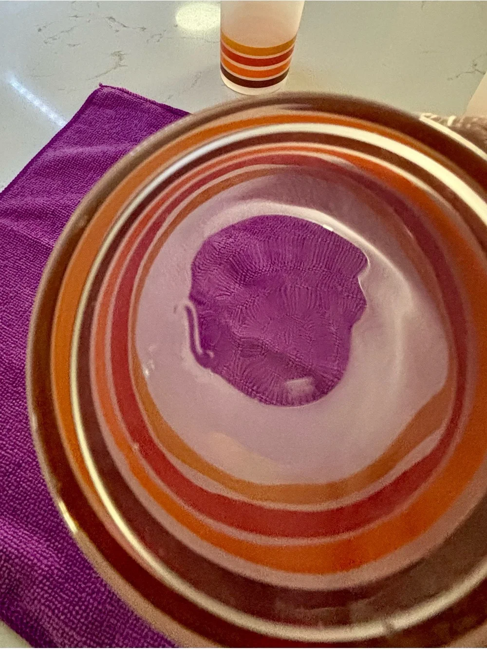 Vintage Libbey Frosted Autumn Leaf Striped Tumblers – Set of 4 (MCM / Jewel Tea)